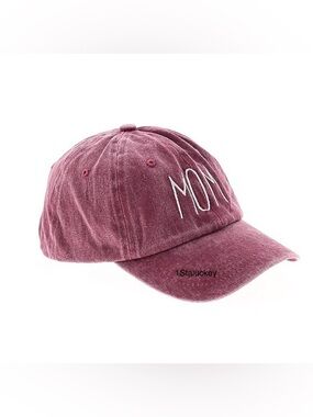 Embroidered 'MOM' Washed Burgundy Baseball Cap